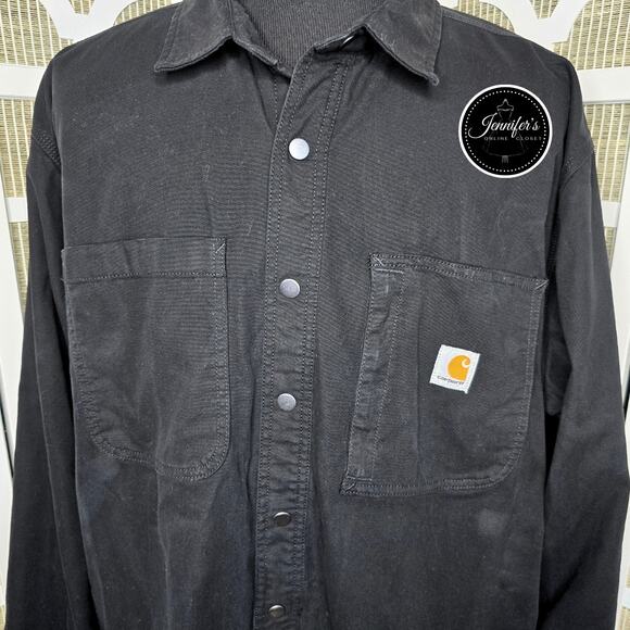 Carhartt Men's Black Rugged Flex® Relaxed Fit Fleece-Lined Shirt Jacket 2XL Tall - Picture 5 of 15